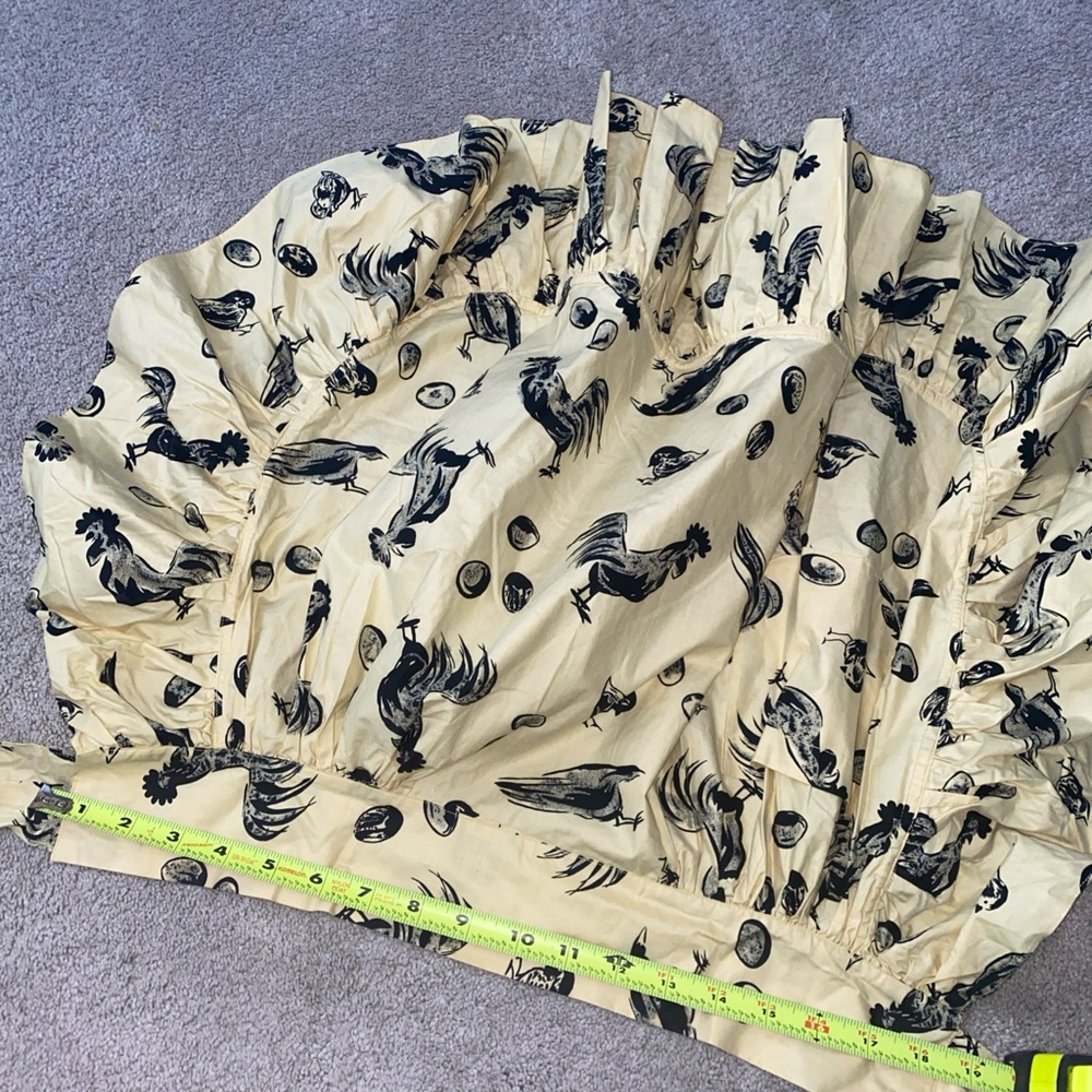 Vintage Kitchen Waist Half Apron Rooster Chick Egg Print Yellow Black - Picture 4 of 11